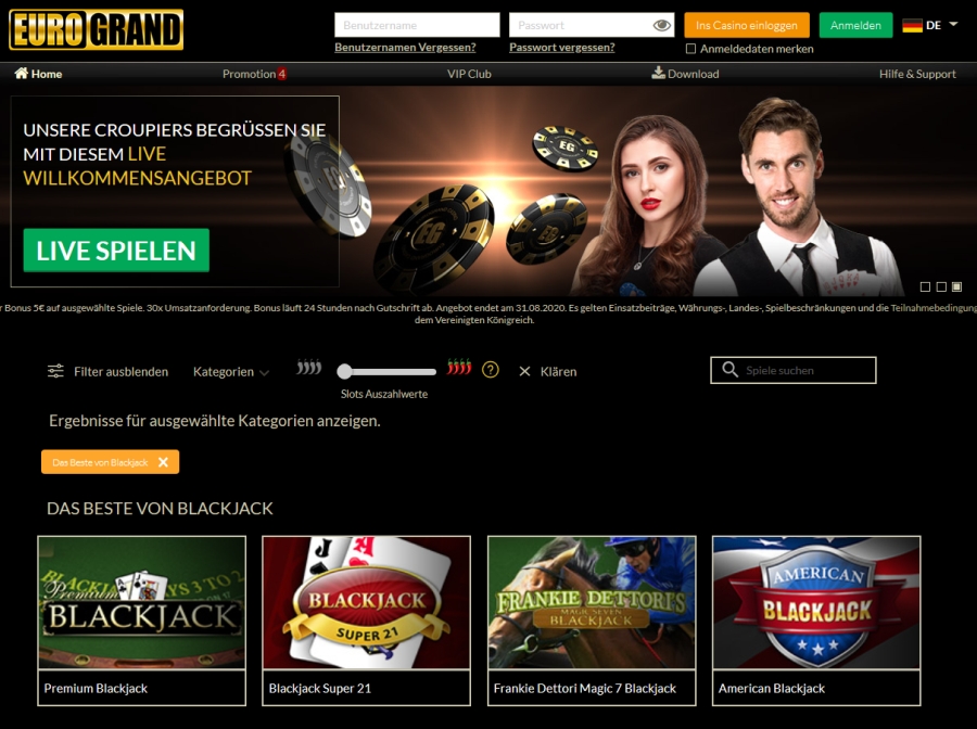 eurogrand casino blackjack