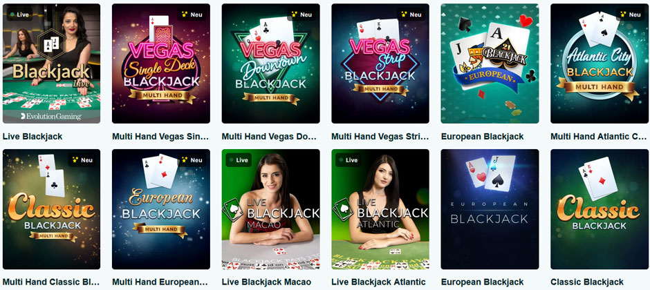 BlackJack Varianten online Casino