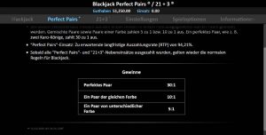 CasinoHeroes Blackjack Perfect Pairs Vorschau Regeln